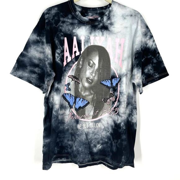 Aaliyah Princess Of R&B One In A Million Portrait Tie Dye T-Shirt Size 1X NWOT - Picture 1 of 12